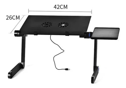 Mesa Plegable Portátil 2 Ventiladores Ajustable Escritorio